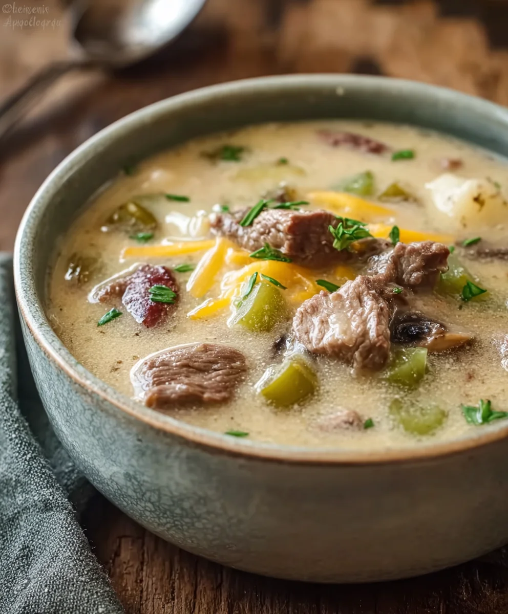 Philly Cheese Steak Soup - A Comforting Bowl