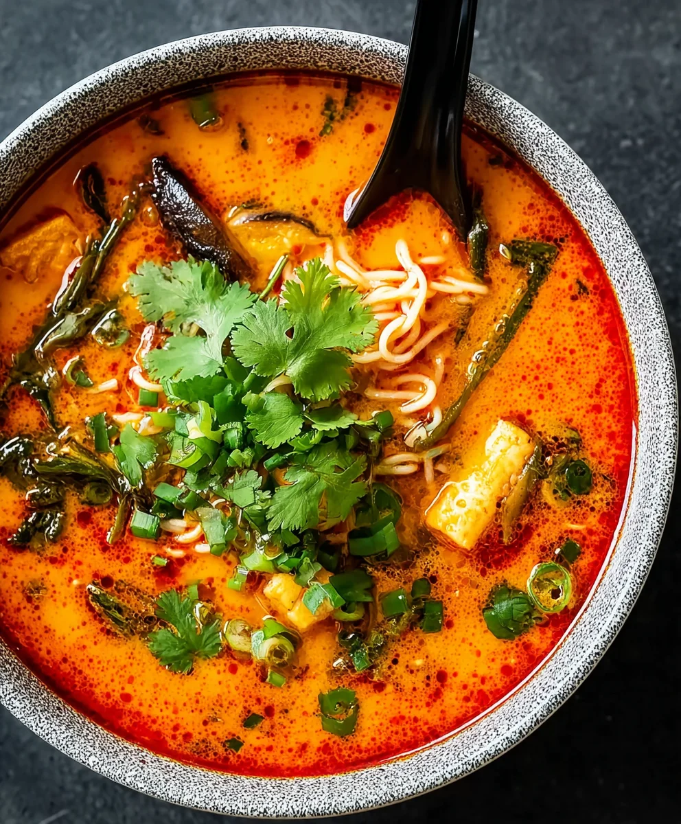 Spicy Thai Red Curry Beef Soup - Easy Recipe