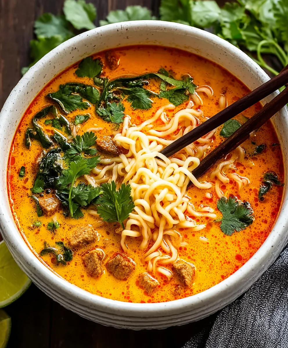 Spicy Beef Thai Red Curry Soup- Easy & Flavorful