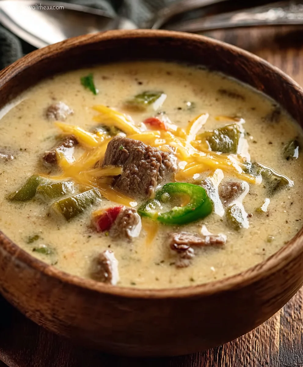 Philly Cheese Steak Soup - A Comforting Bowl