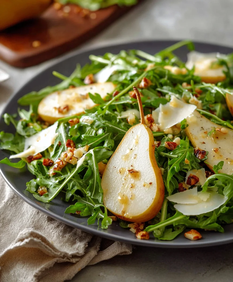Pear Arugula Salad Honey Vinaigrette - Refreshing Bite