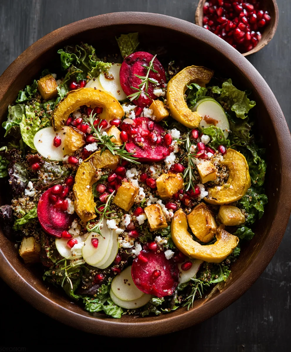 Autumn Harvest Salad with Pomegranates-Festive & Fresh