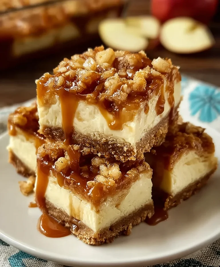 Caramel Apple Cheesecake Bars-Decadent Dessert