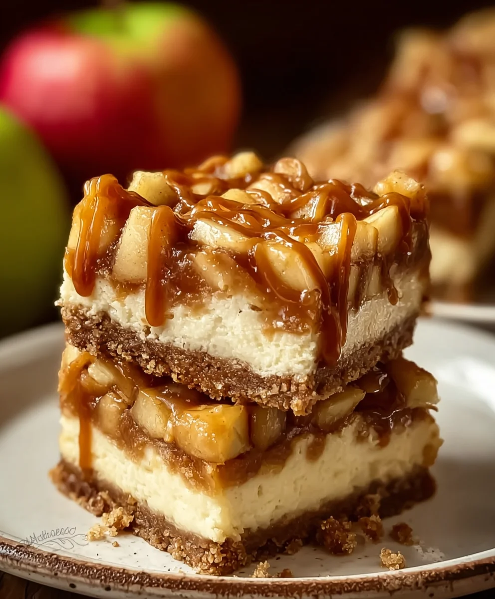 Caramel Apple Cheesecake Bars-Decadent Dessert
