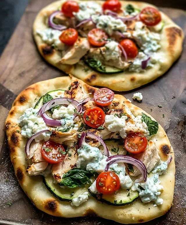 Tzatziki Chicken & Veggie Naan Pizza