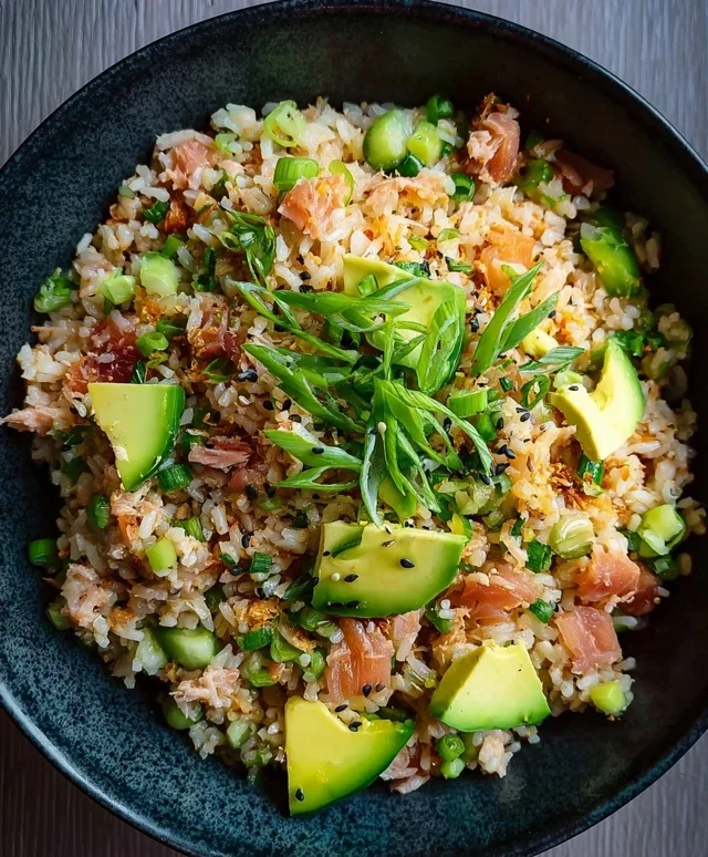 Tuna Avocado Crispy Rice Salad