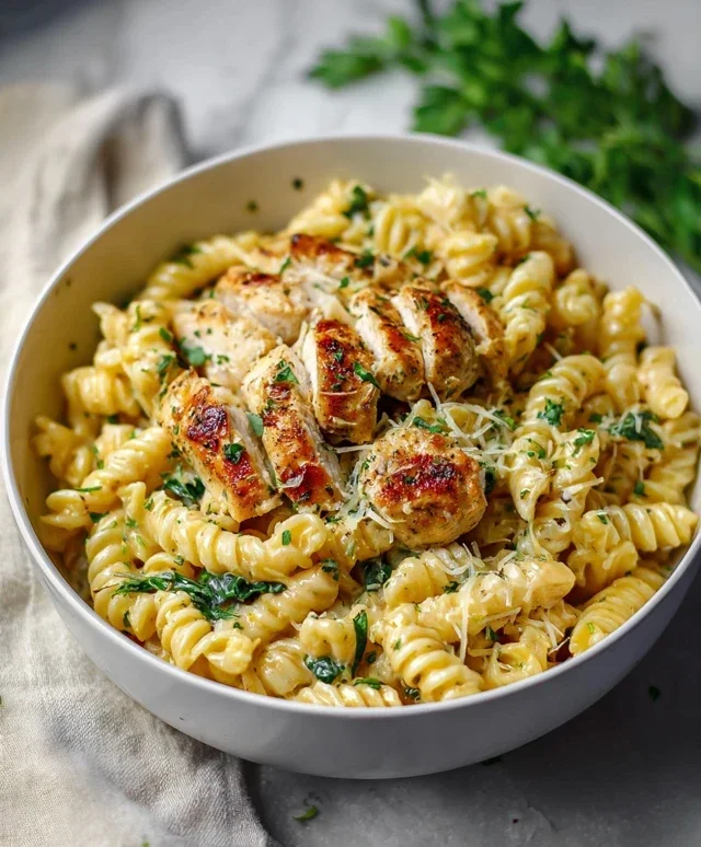 Healthy Garlic Parmesan Chicken Pasta