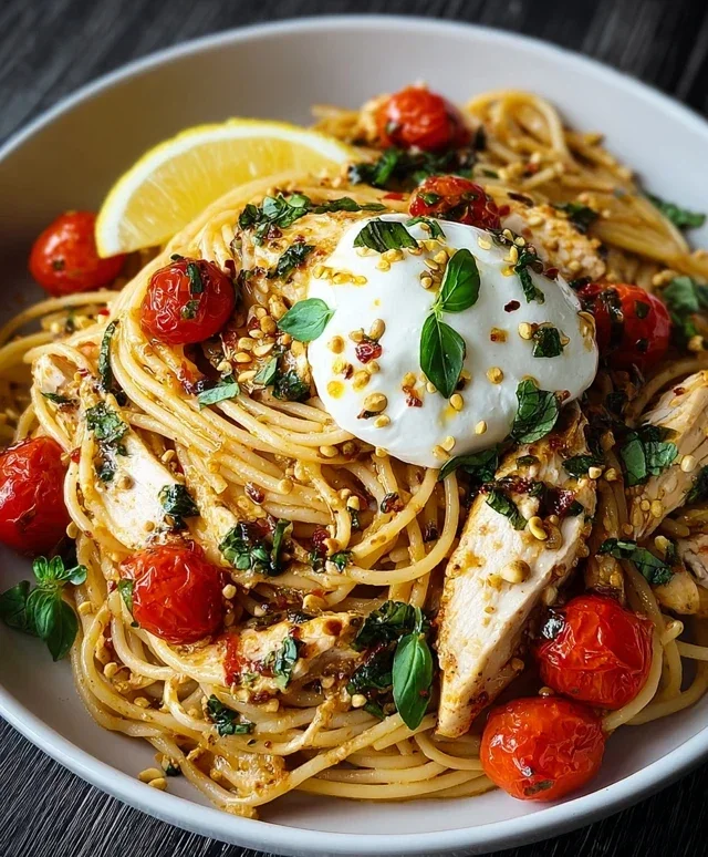 Chicken Spaghetti with Burrata