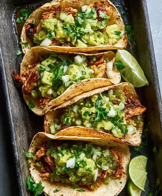 Crispy Poblano Chicken Tacos with Avocado-Jalapeño Salsa