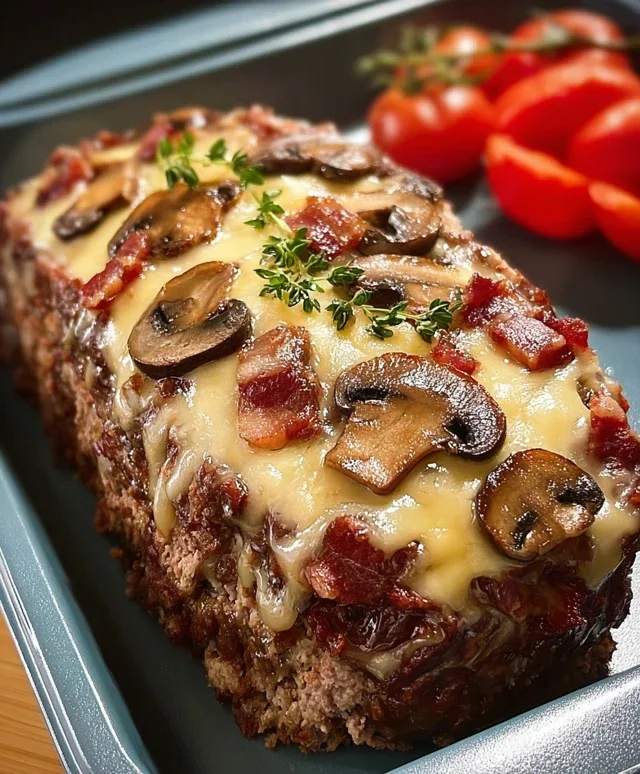 Beef Beef Bacon Mushroom Swiss Meatloaf