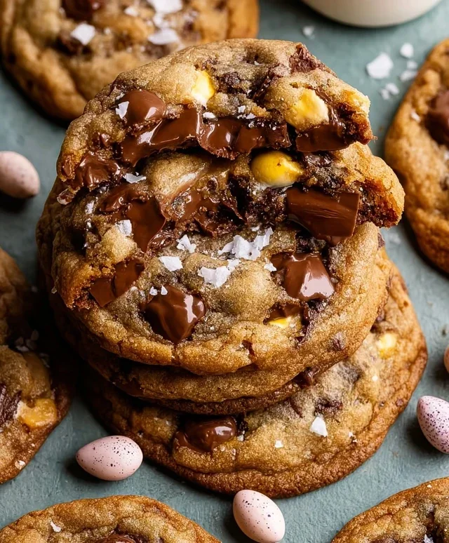 Brown Butter Cadbury Creme Egg Chocolate Chip Cookies