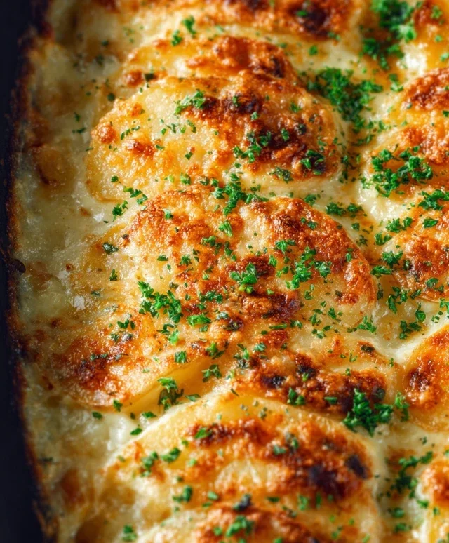 Roasted Garlic Potatoes au Gratin