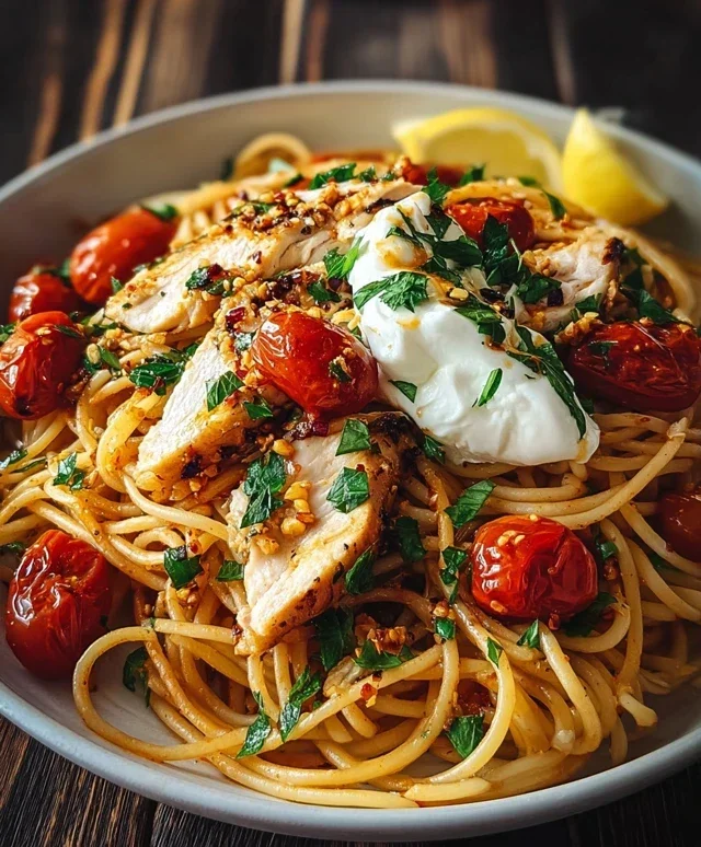 Chicken Spaghetti with Burrata