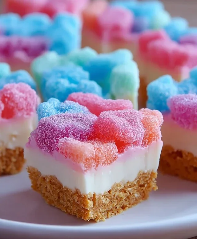 Gummy Cotton Candy Cheesecake Bites