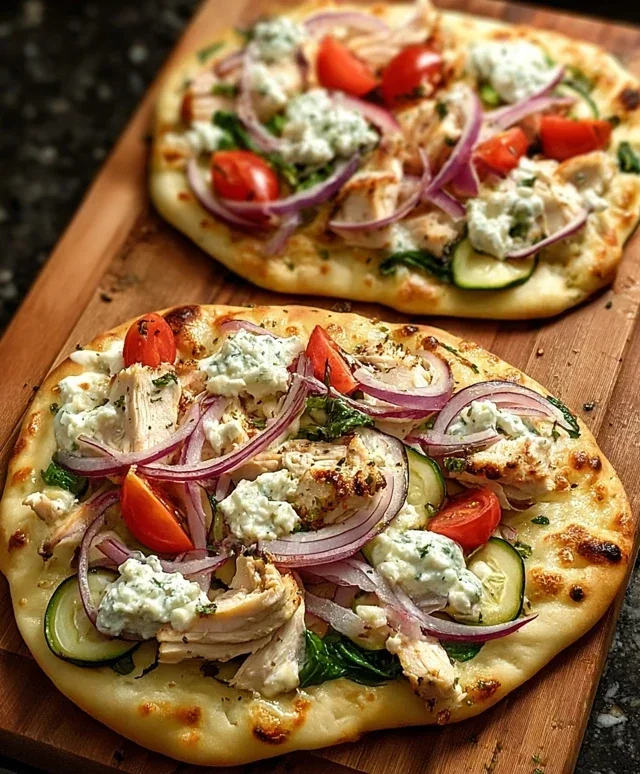 Tzatziki Chicken & Veggie Naan Pizza