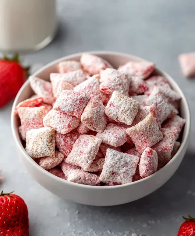 Easy Strawberry Shortcake Puppy Chow