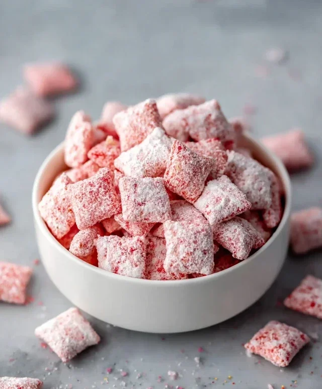 Easy Strawberry Shortcake Puppy Chow