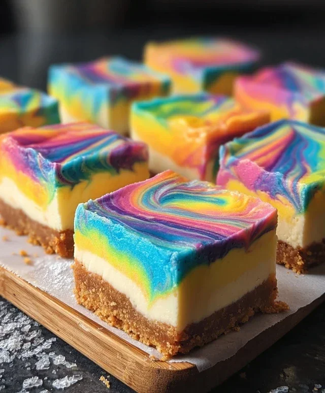 Rainbow Cheesecake Swirl Bars