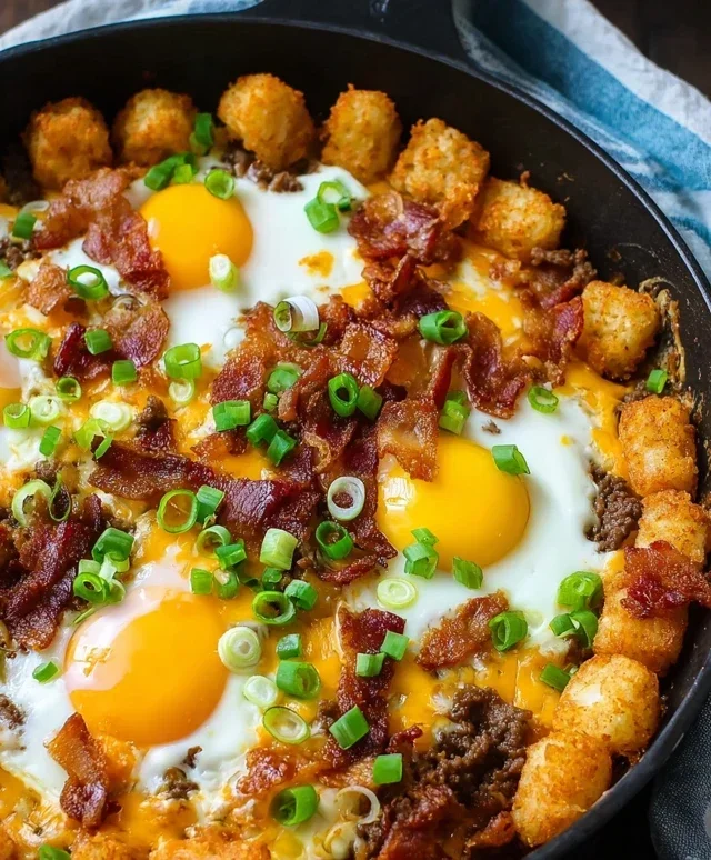 Beef Beef Bacon Egg And Cheese Breakfast Totchos