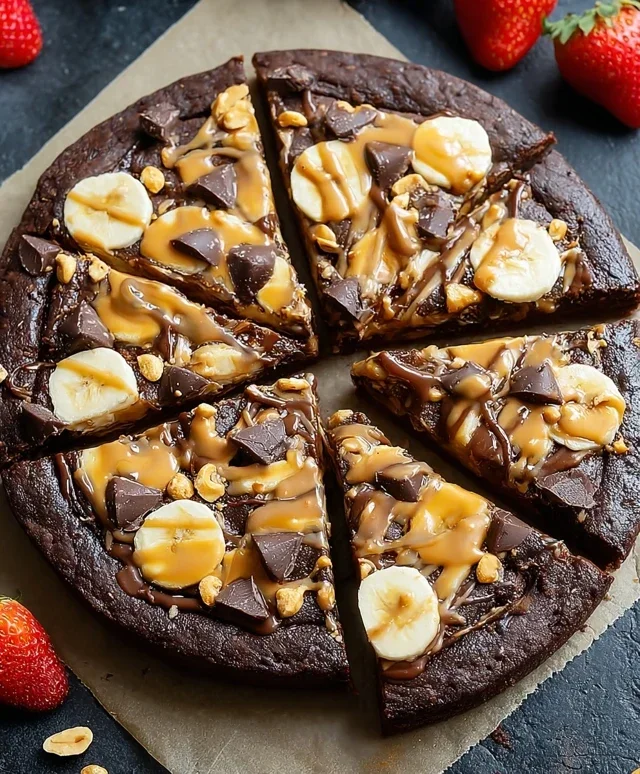Chocolate Peanut Butter Brownie Pizza
