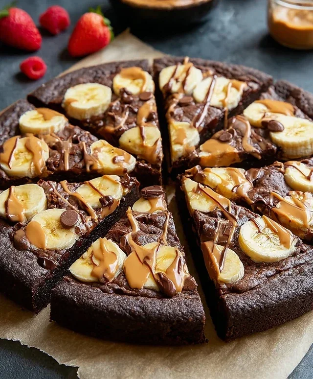 Chocolate Peanut Butter Brownie Pizza