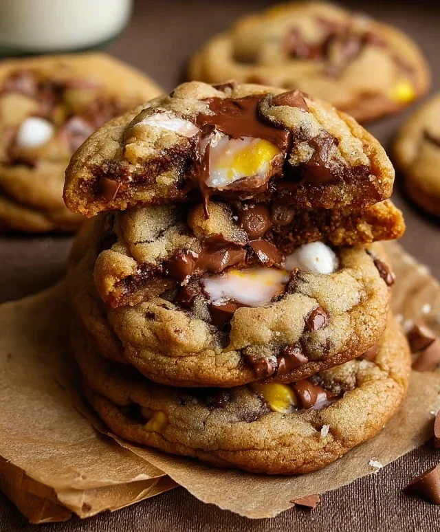 Brown Butter Cadbury Creme Egg Chocolate Chip Cookies