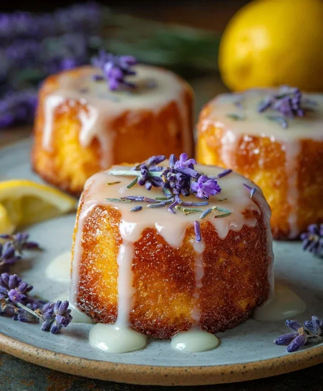 Mini Lemon Cakes With Lavender Glaze