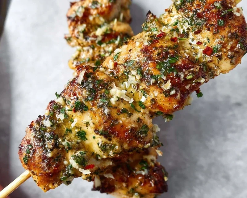 Garlic Parmesan Chicken Skewers