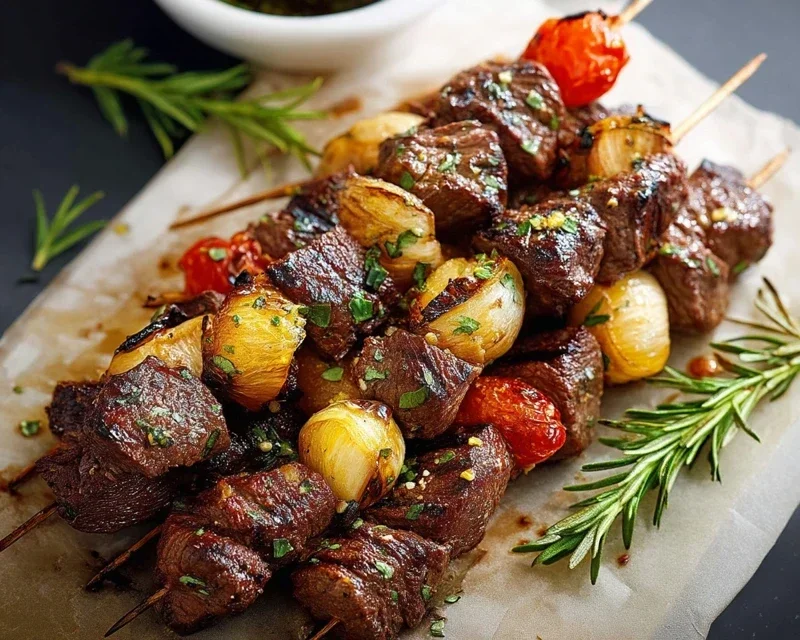 Rosemary Garlic Steak Kebabs