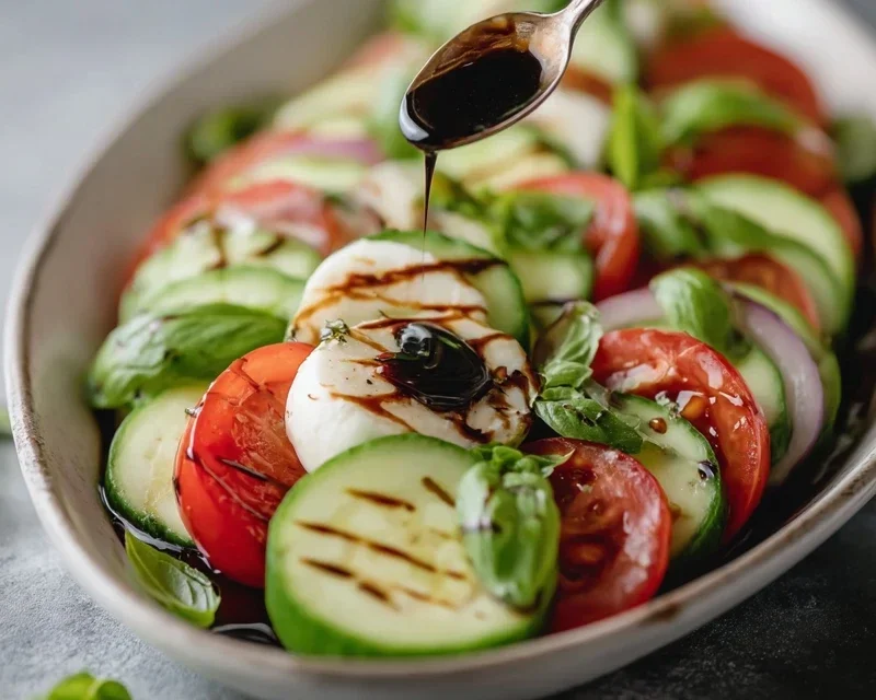 Fresh Cucumber Caprese Salad