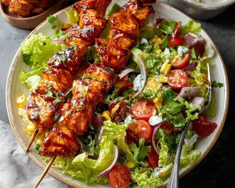BBQ Chicken Skewer Salad
