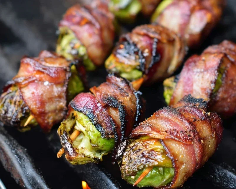 Grilled Beef Beef Bacon Wrapped Brussels Sprouts