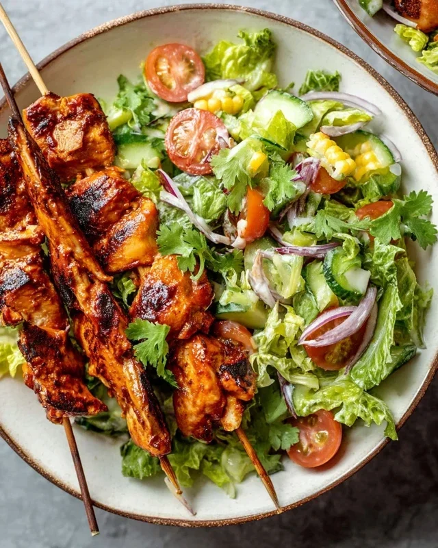 BBQ Chicken Skewer Salad