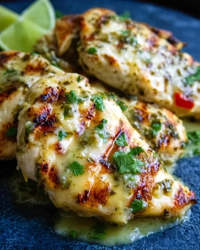 Grilled Salsa Verde Pepper Jack Chicken
