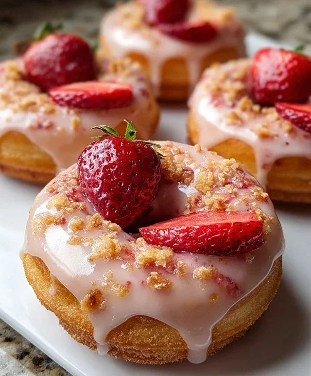 Freshly Glazed Strawberry Crunch Donuts