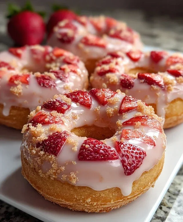 Freshly Glazed Strawberry Crunch Donuts