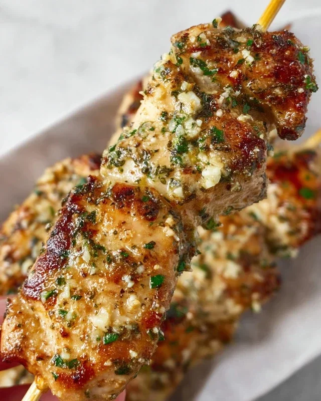 Garlic Parmesan Chicken Skewers