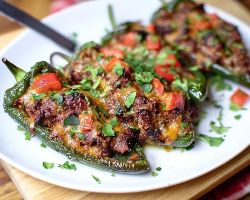 Brisket Stuffed Poblano Peppers