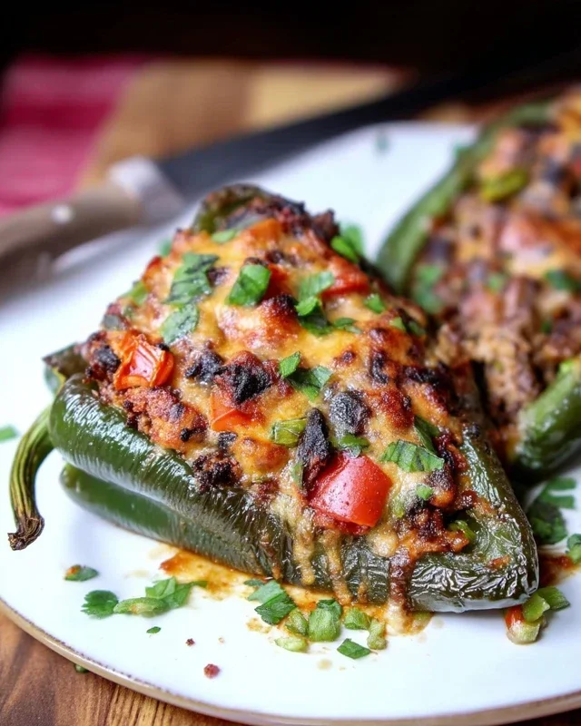 Brisket Stuffed Poblano Peppers