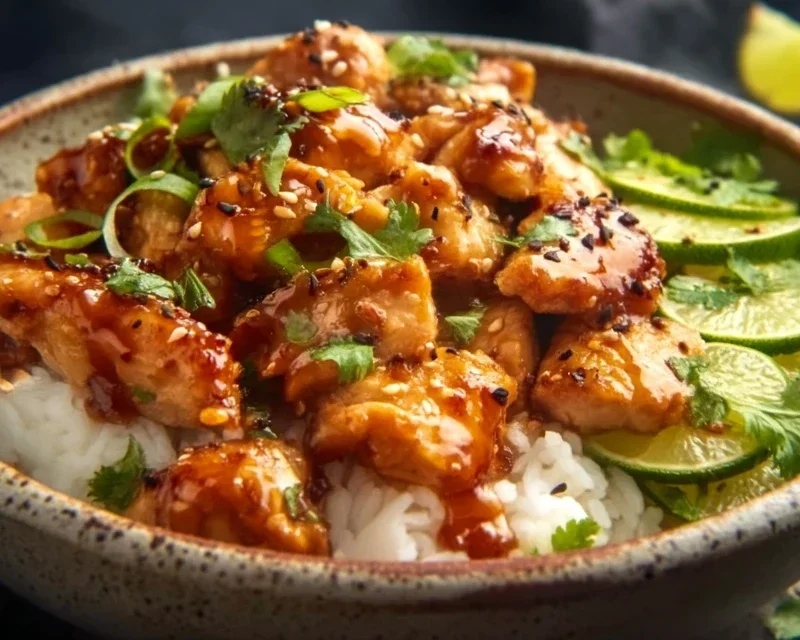 Spicy Honey-Gin Extract Extractger Chicken Bowls with Yum Yum Sauce