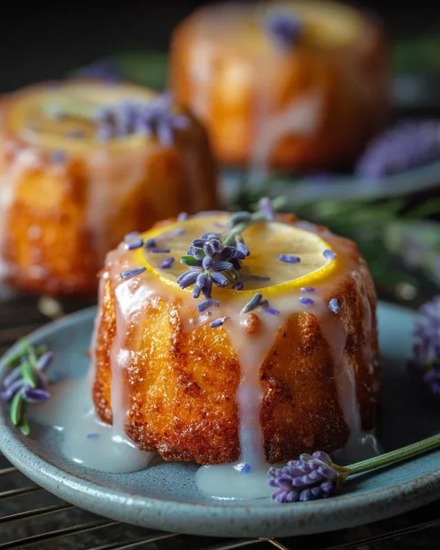 Mini Lemon Cakes With Lavender Glaze