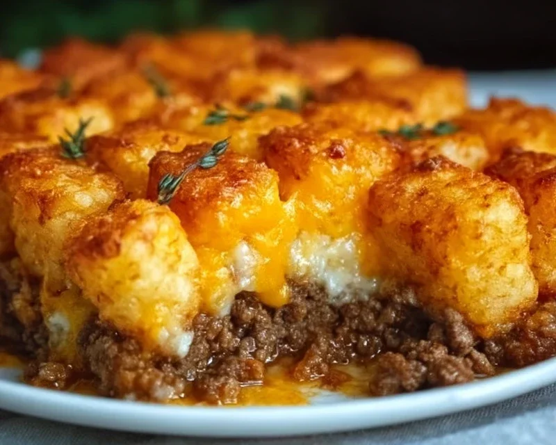 Tater Tot Casserole with Ground Beef