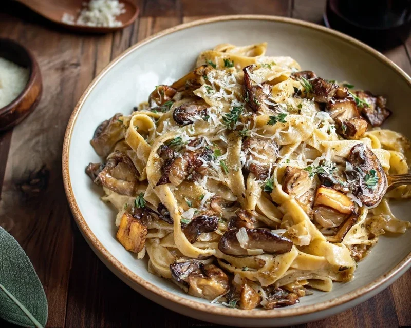 Caramelized Leek and Mushroom Gruyere Pasta