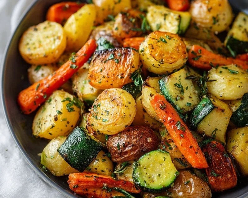 Garlic Herb Roasted Potatoes Carrots and Zucchini