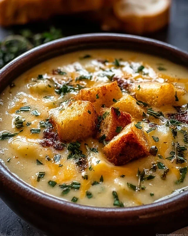 Hearty Cheddar Garlic Herb Potato Soup Recipe