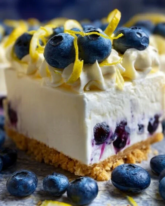 No-Bake Lemon dazzling Blueberry cream Cake