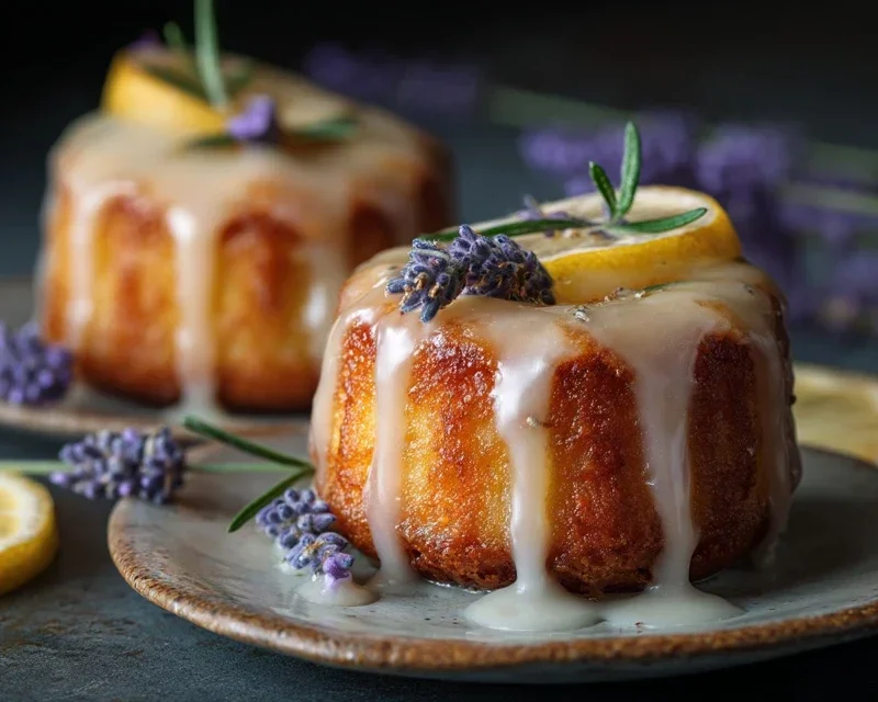 Mini Lemon Cakes With Lavender Glaze