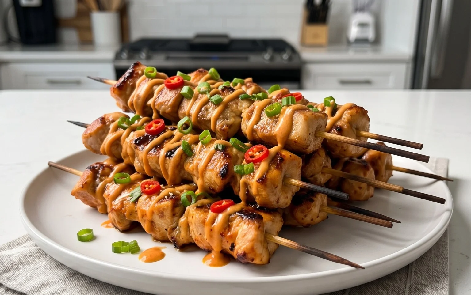 Bang Bang Chicken Skewers