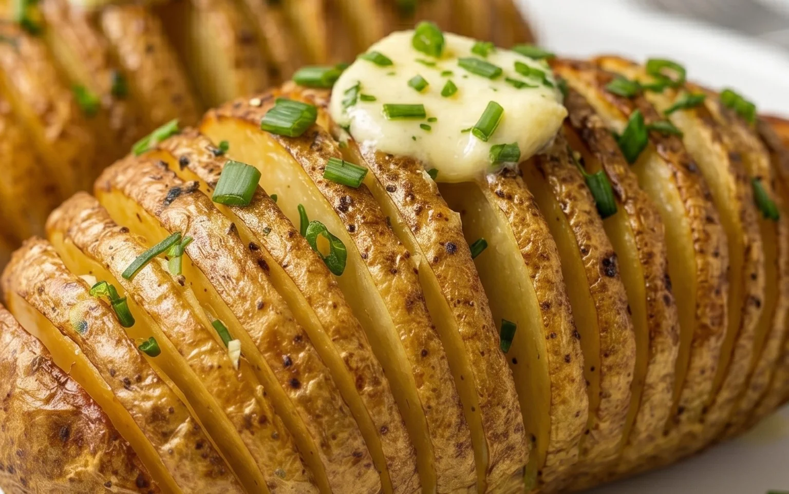 Grilled Hasselback Potatoes with Chive Butter