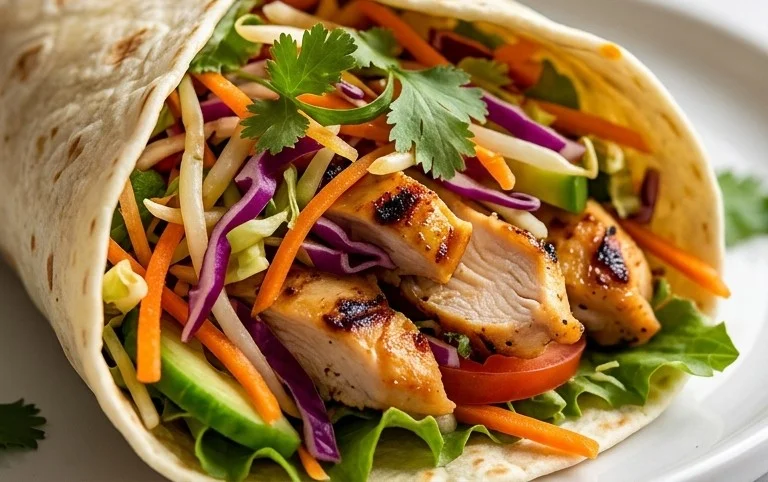 Thai Chicken Wrap with Crunchy Asian Slaw